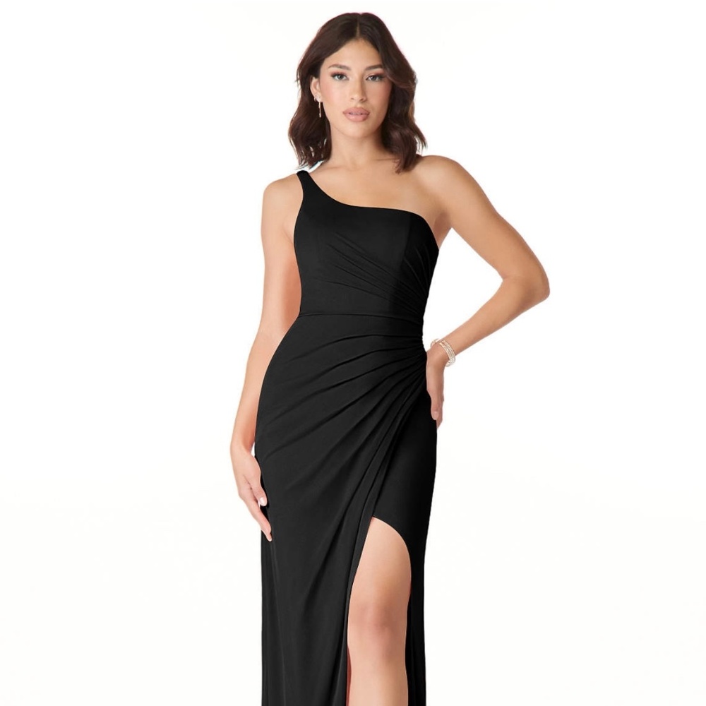 Azazie One Shoulder Black Dress Evening Gown Bridesmaid Dress Sheath
